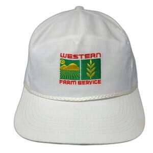 Head To Toe Trucker White Hat Western Farm Service Rope Snapback Farming Vintage